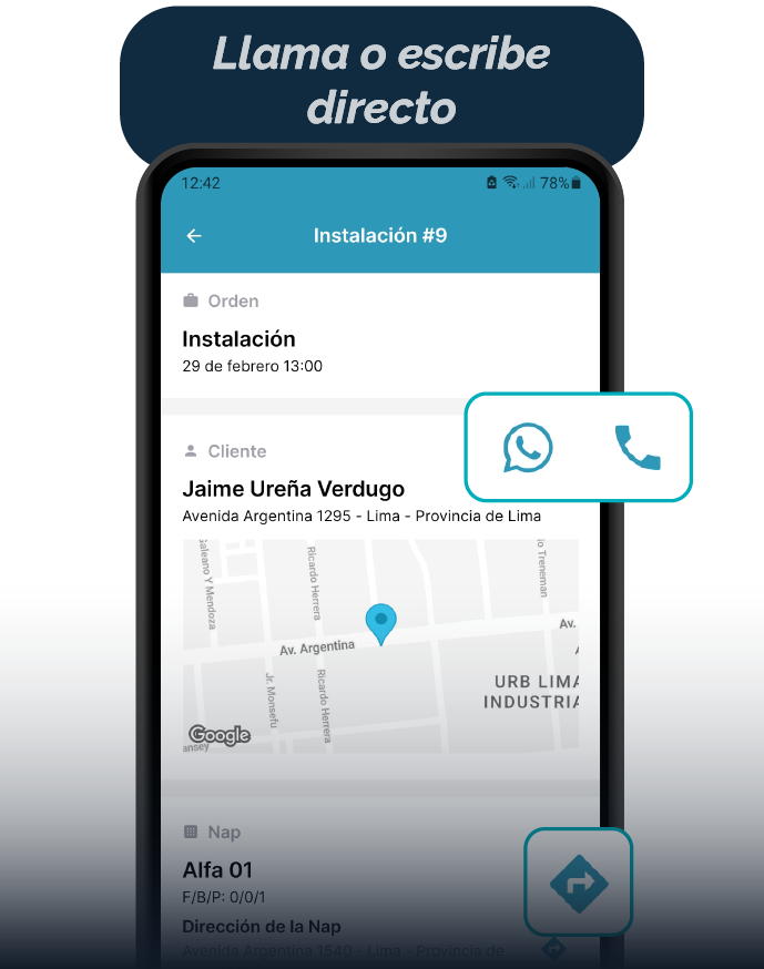 Contacto directo con el cliente App Alerta Internet, promesas de pago activas y vencidas